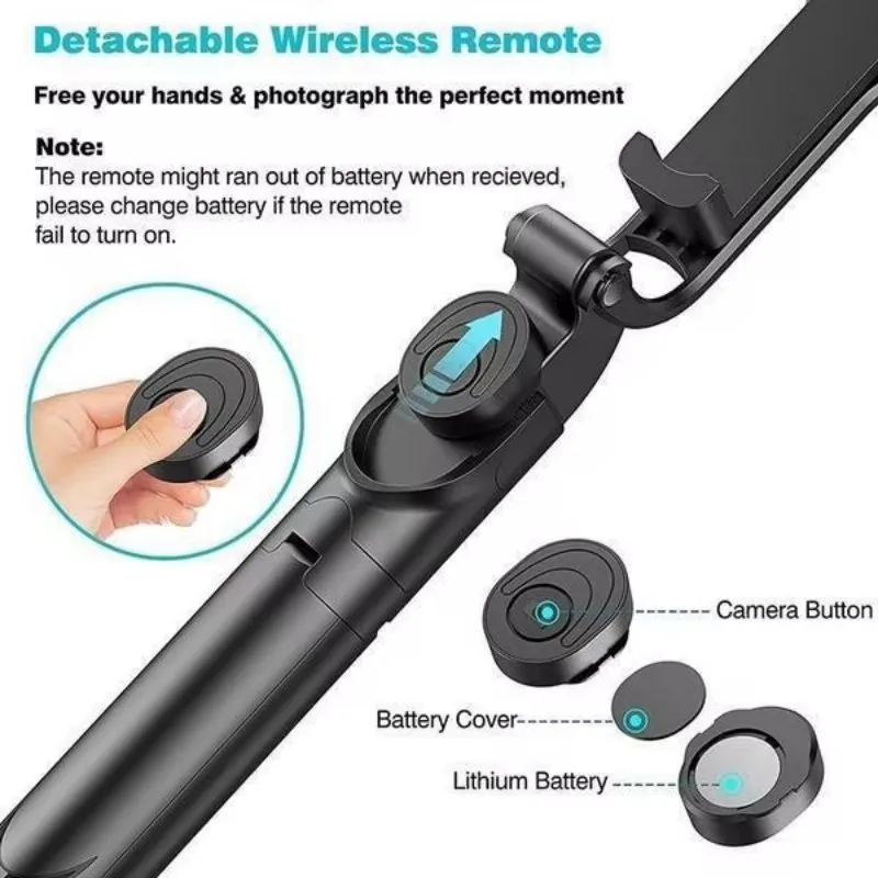 Wireless Selfie Stick Tripod Stand Bluetooth Remote Extendable Tripod for iPhone Android Mobile Phone Tiktok Live Streaming