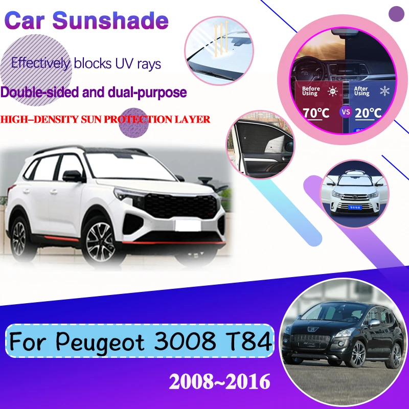 Car Coverage Sunshades For Peugeot 3008 T84 2008~2016 2015 2014 Sun UV Protection Visor Window Sunshade Covers Auto Accessories