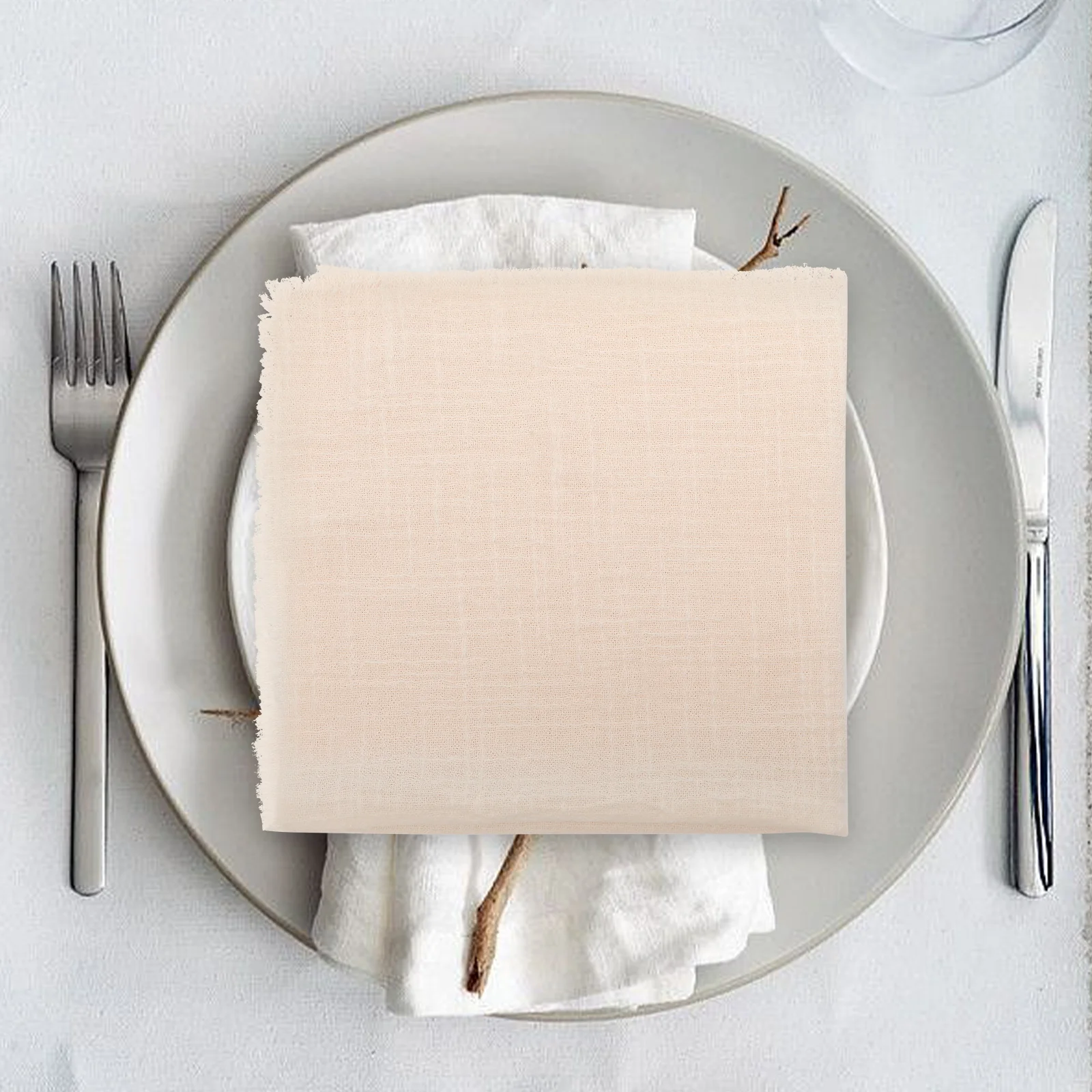 

12Pcs Washable Napkins Reusable Dinner Cloth Square Polyester Table Napkins for Parties Weddings Homes Stylish Tassel Edge