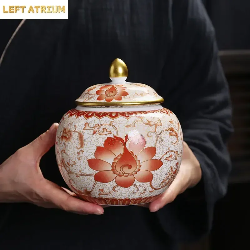 Ceramic Ginger Jar Decor Jar Big Belly Household Enamel Half Pound Sealed Jars Tea Canister Versatile Storage Jars Home Decor