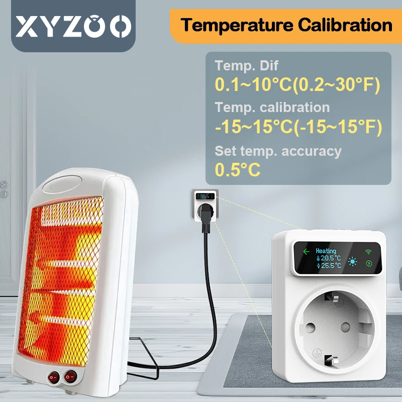 Imagem -03 - Tuya Termostato Tomada Inteligente Controlador de Temperatura Wifi Aquecimento Arrefecimento Caldeira a Gás Voz Alexa Google 220v