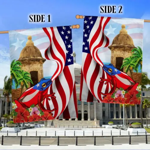 Puerto Rico Hibiscus Flower Toad Frog Flag Garden Flag ANM VVL YYX