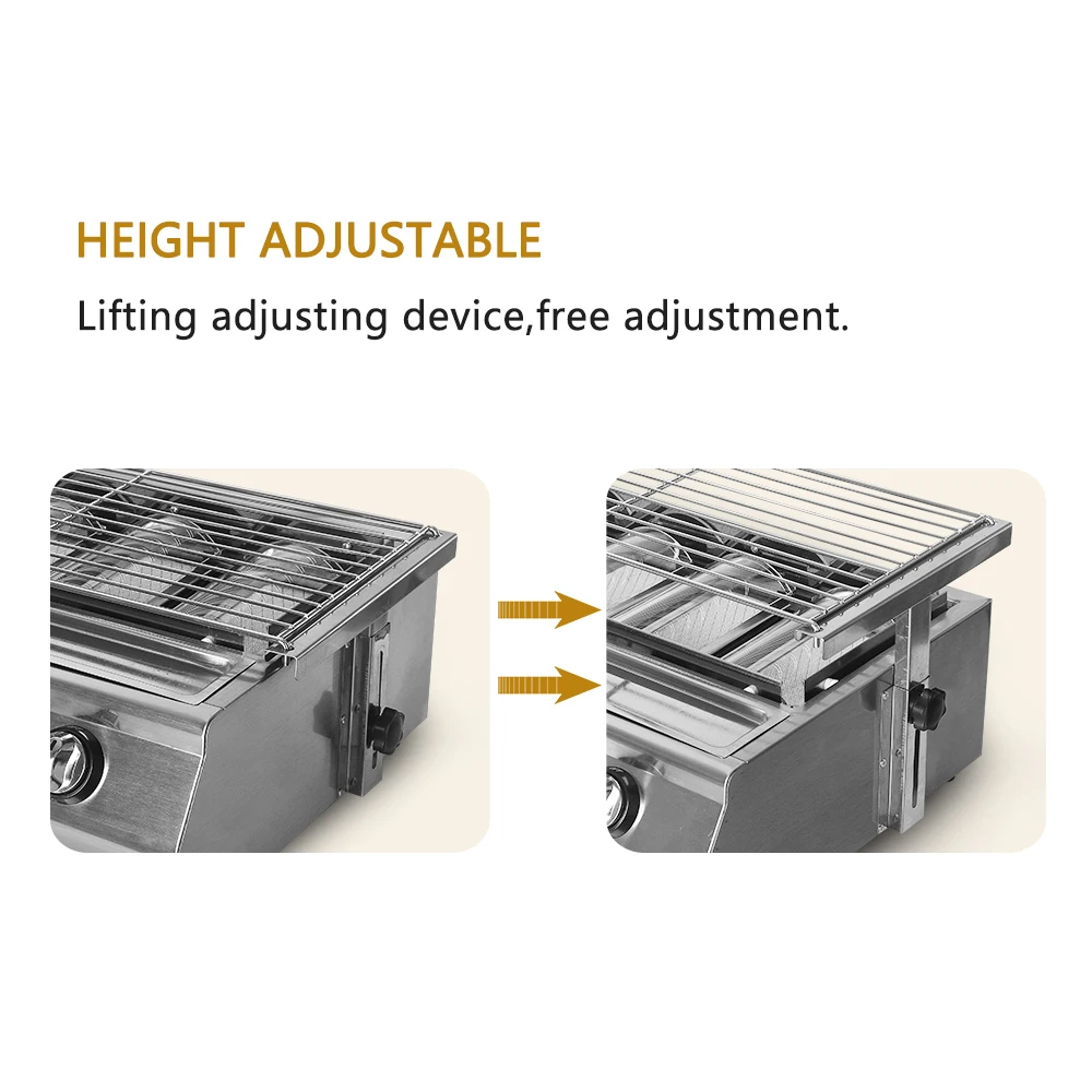 ITOP gpl BBQ Grill 6 fuochi Picnic all'aperto Barbecue stufa 78*25cm Area di cottura scudo in vetro copertura in vetro calotta in acciaio inossidabile