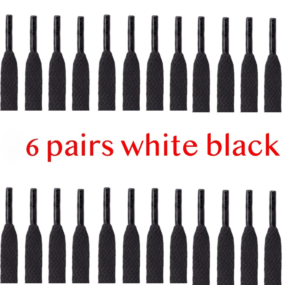 6 Pairs 60 100 120 140CM Flat Solid Color Shoelaces Unisex Replacement Laces Canvas Shoes White Shoes Boots, Casual Daily Sports