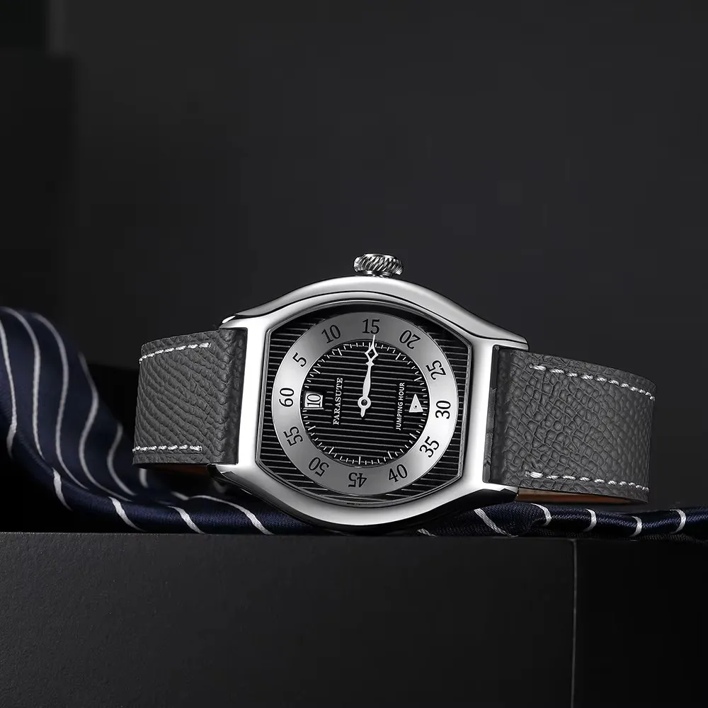 FARASUTE Retro Jumping Hour Watch Men Classic Seagull St17 Full Automatic Movement Wristwatch Male Sapphire Montres Pour Hommes