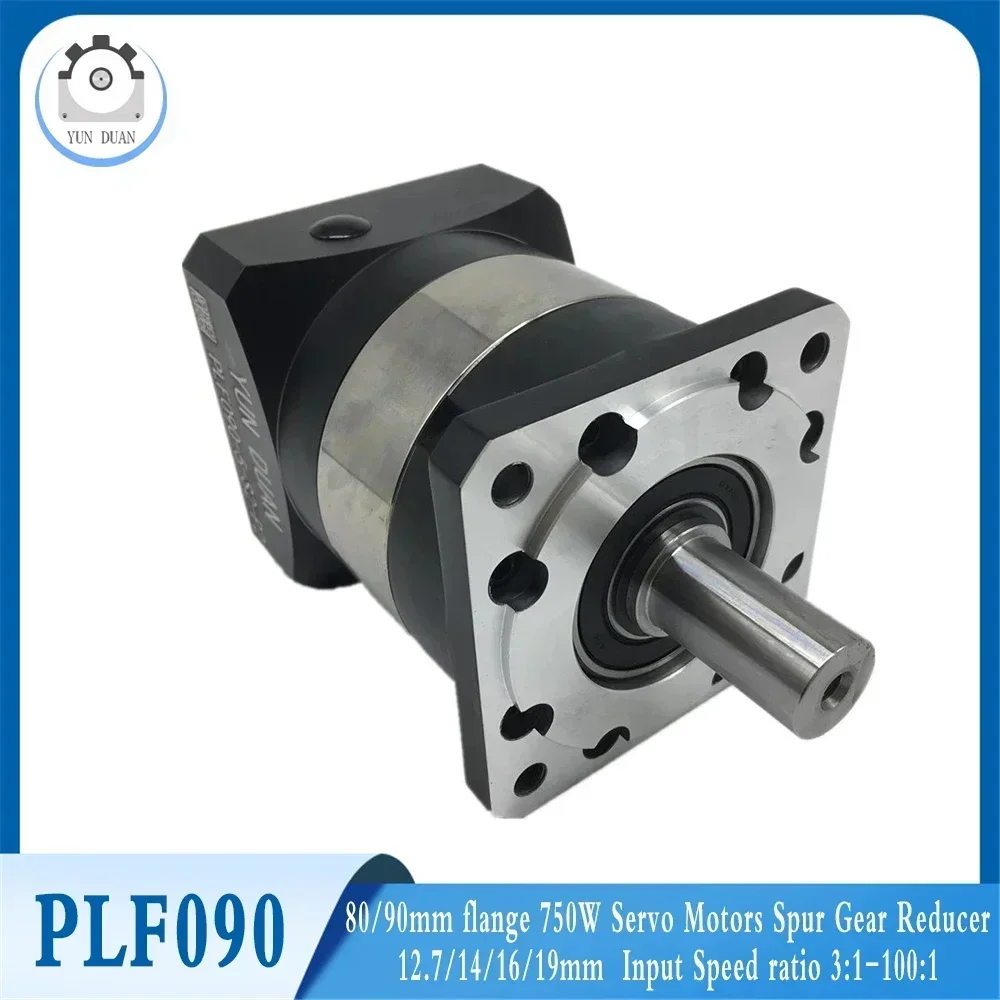 Planetary Gearbox 7 Arcmin 80/90mm Flange 750W Servo Motors Spur Gear Reducer 12.7/14/16/19mm Input Speed Ratio 3:1-100:1