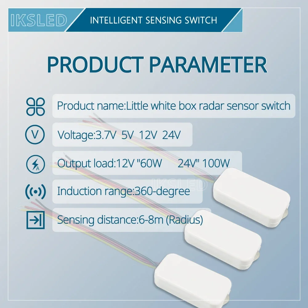 DC12V 24V Mini Radar Motion Sensor Switch Human Body Detection 6-8M Alarm Buzzer/Wall Penetration