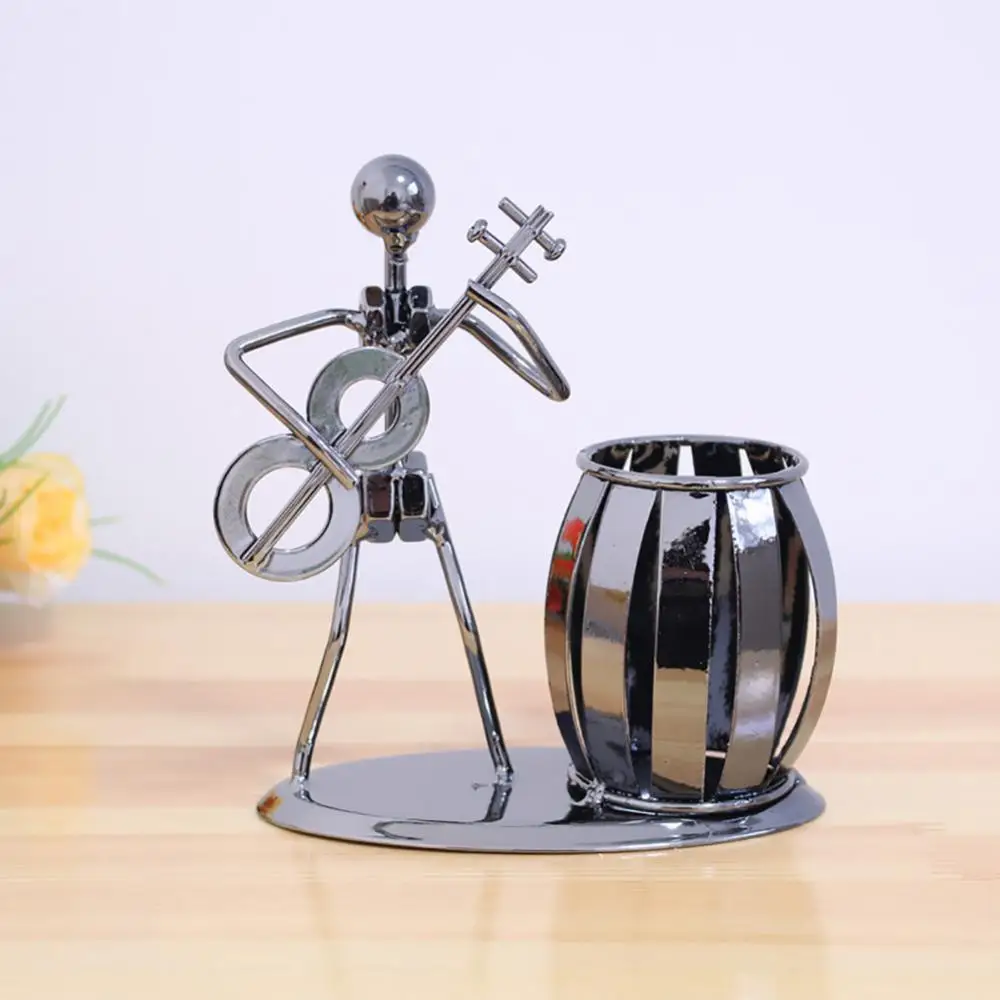 Metal Wrought Iron Pen Holder Musician Electric Guitar Band Shaped Office Desk Decoration Creative Gifts for Boys And Girls