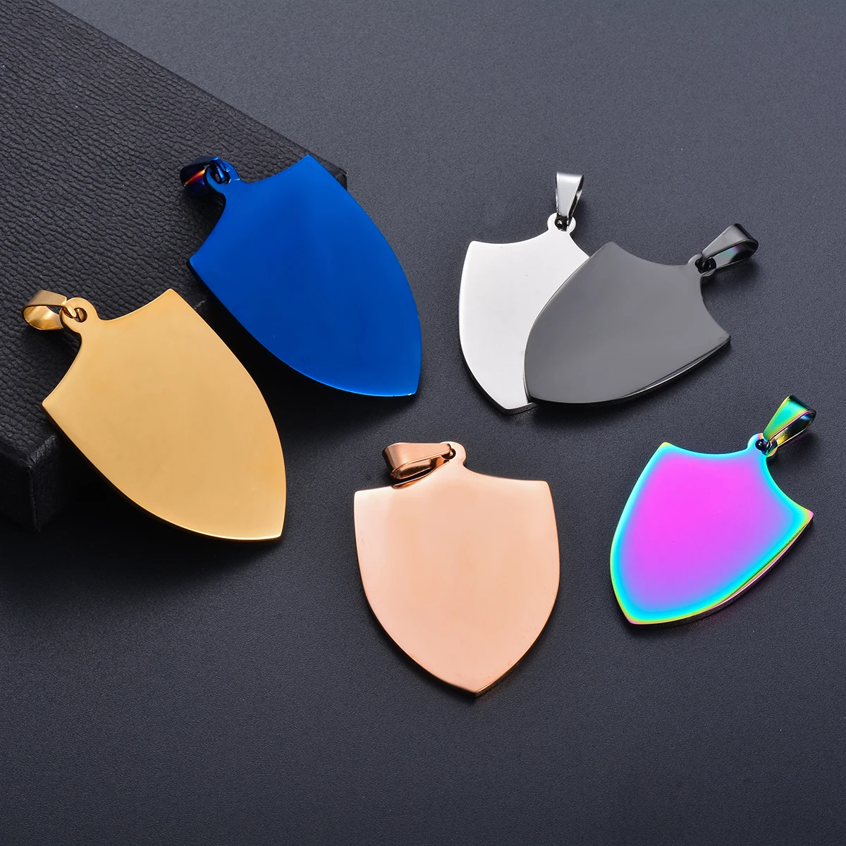 3pcs Wholesale Stainless Steel Blank Shield Shape Military Army Pendant DIY Making for Necklace Jewelry Accessories