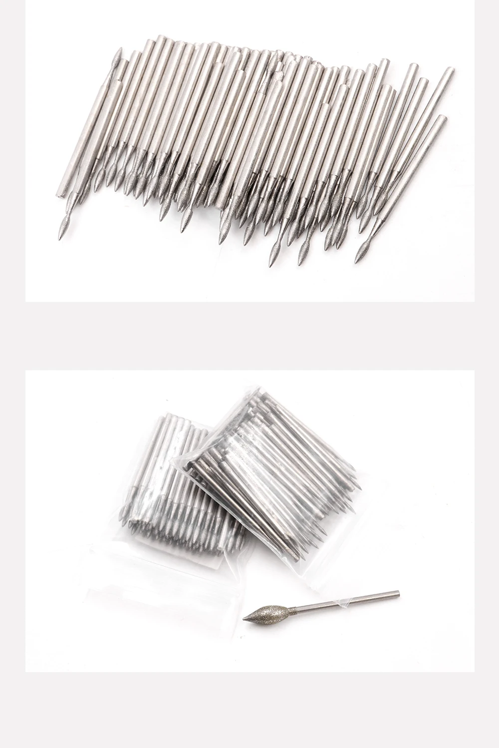 50/100 stücke J typ schaft 2,35mm Diamant Schleifen Grat Zähne Schleifen Bits Schleifen Punkt Jade stein Peeling Polieren Bits – Detail 8