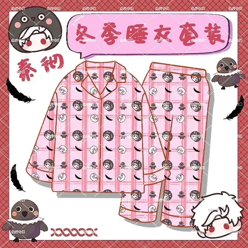 Anime Love and Deepspace Sylus Zayne Xavier Rafayel Cosplay Flannel Pajamas Suit Cartoon Nightgown Leisure Wear Sleepwear Xmas