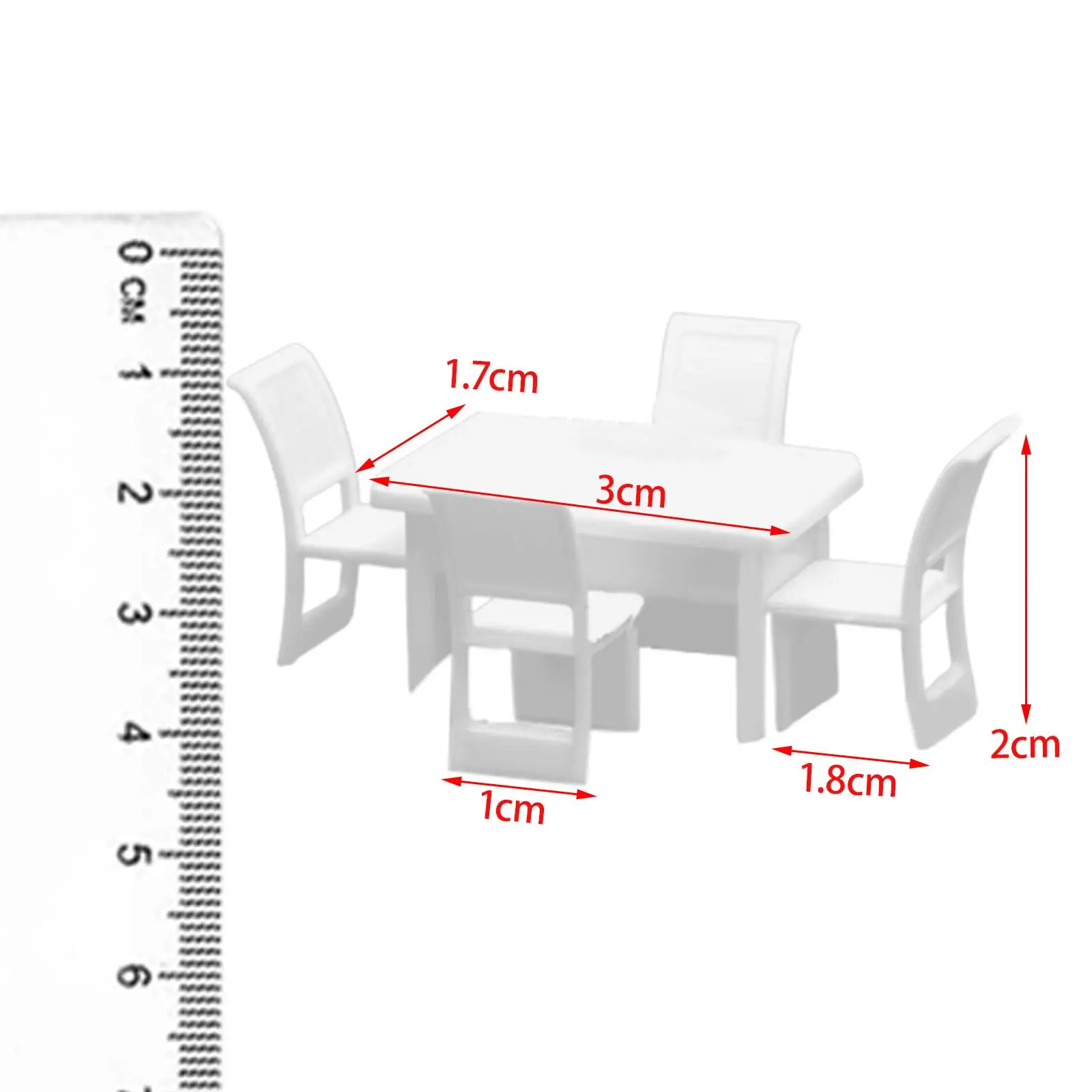 Mesa Em Miniatura E Cadeiras Conjunto Para Micro Paisagem, Cadeira Modelo, Diorama Layout Acessório, 1:50