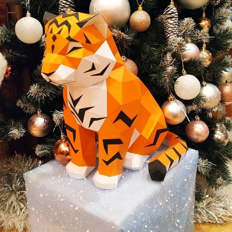 

Little Tiger 3D Paper Model Desk Decoration Educational DIY Animal Paper Craft Room Ornament Puzzles Kids Handmade Origami Toys