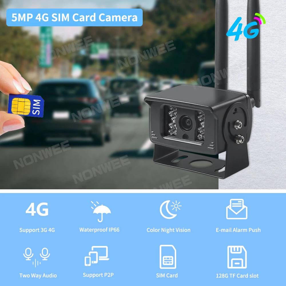 With 3G 4G Sim Card 5MP WIFI IP Wireless Outdoor Security Camera 1080P CCTV Home Surveillance Metal Shell P2P Camhi For Car