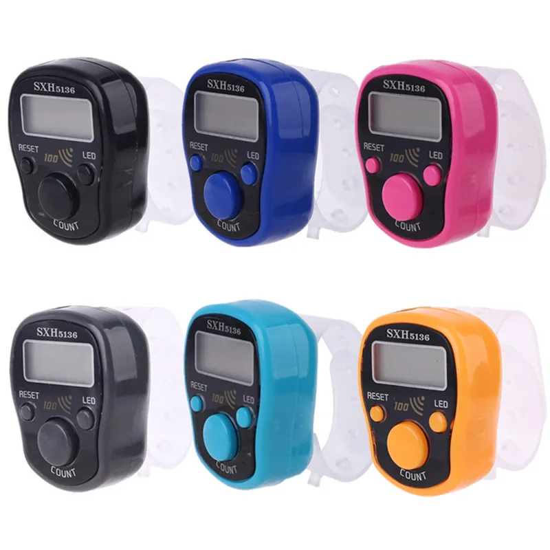 LED Finger Tally Counter Digital Electronic Tasbeeh Counters Lap Track Handheld Clicker With Ring Digits Display Gift