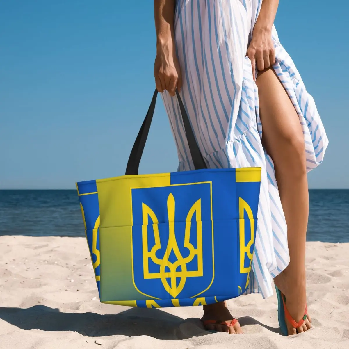 

Flag Of Ukraine Beach Tote Bag Sport Gym Yoga Duffle Large Tote Bag Women Travel Bag Fitness bag