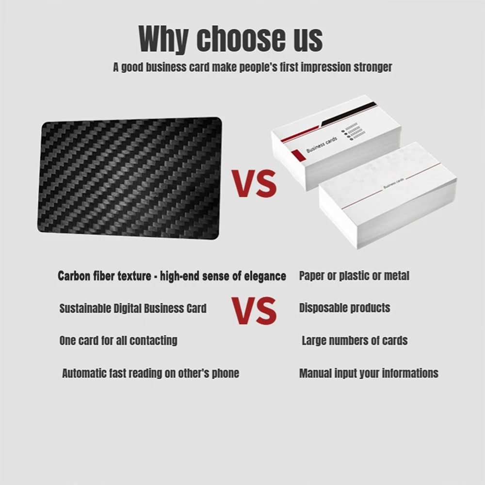 1 Stück NFC Carbon Fiber Smart NFC Karte NFC Visitenkarte Schnelle Lesung Ntag 215 Leere NFC Karte Digitale Visitenkarte Soziale Teilen – Detail 4
