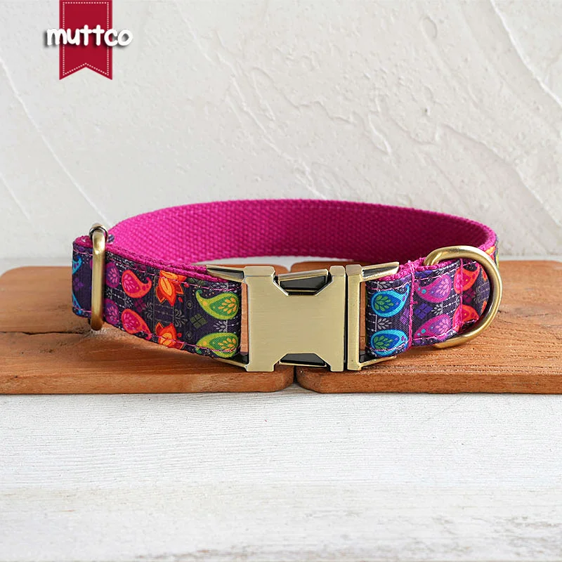 MUTTCO this collar is rich color with elements of the colorful lotus motif NEON OCEAN giving it a gorgeous mystique UDL210