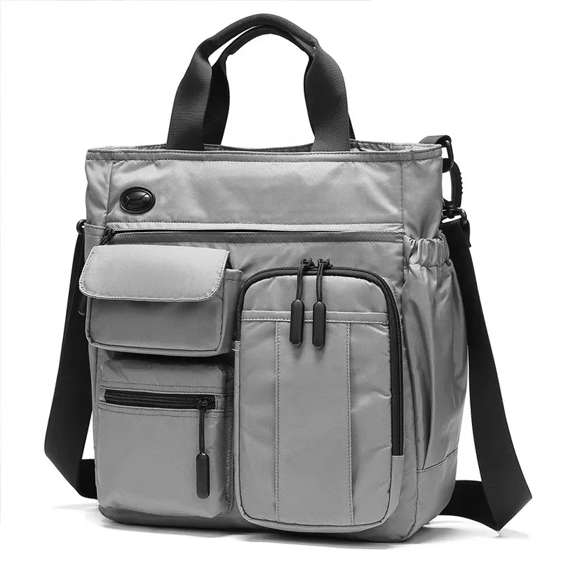 Business shoulder bag men's multilayer multifunctional 14-inch tablet and document handbag diagonal cross bag leisure briefcase