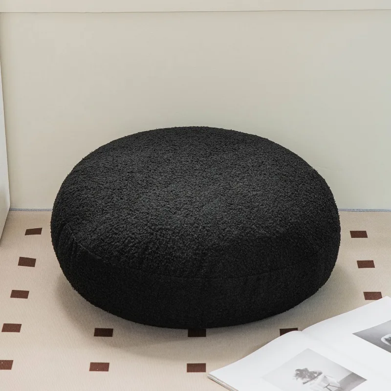 

2025 modern solid color comfortable warm household teddy velvet high elastic pp cotton futon bedside cushion round seat cushion