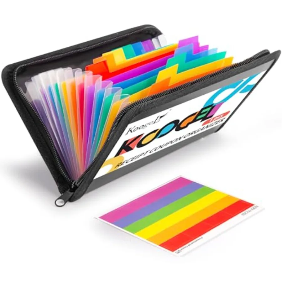 

Expanding File Folder, 13 Pockets Small Accordion File Holder Organizer with Labels for Receipt Cards, Document, Zipper Closure