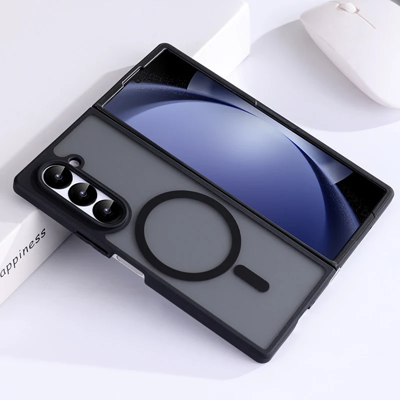 For Samsung Galaxy Z Fold 4 5 6 For Magsafe Case Translucent Folding Shockproof Wireless Charging Magnetic Shockproof Hard Cover
