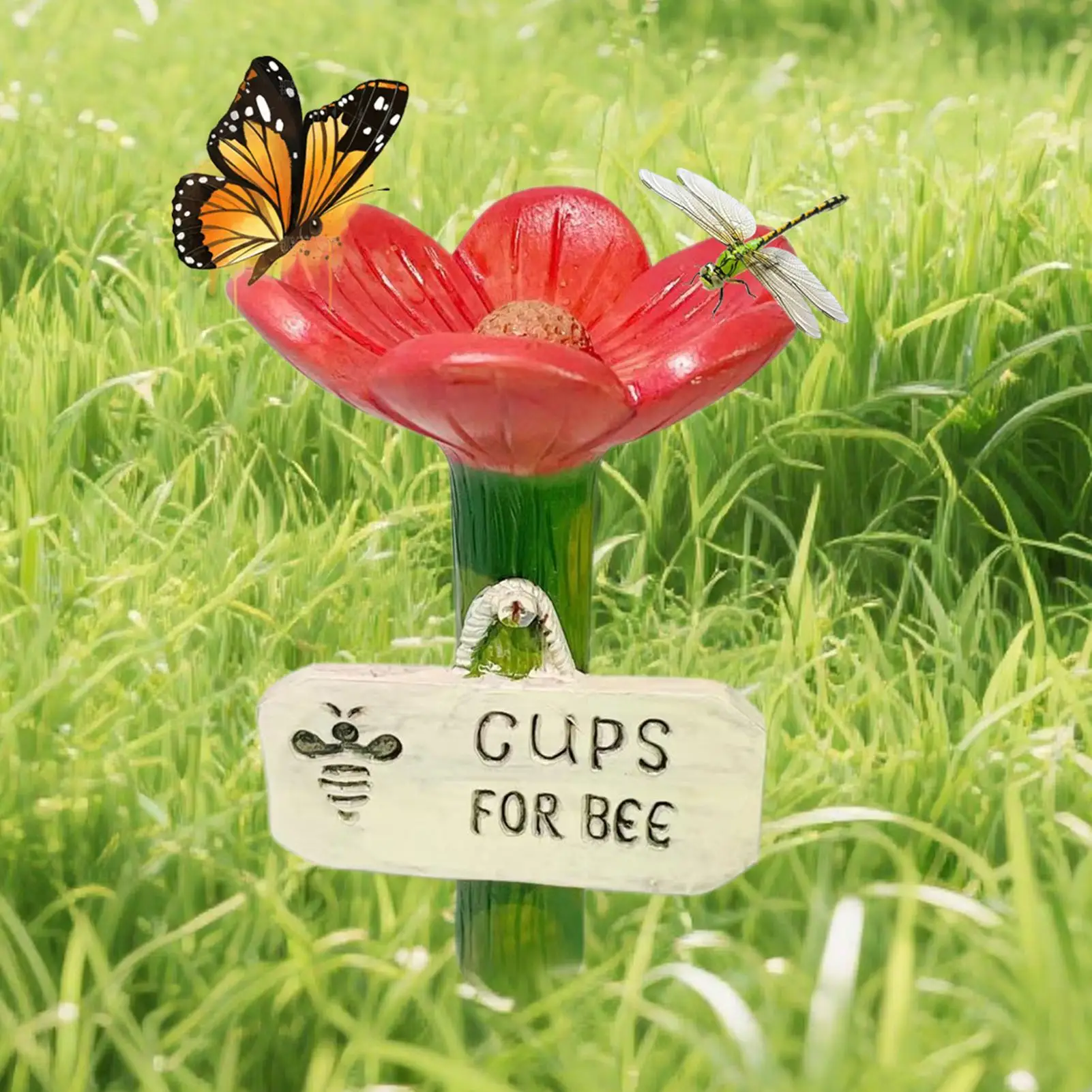 Blumenförmige Tränkestationen, Bienenwassertränken für den Garten, Bienenpollinator-Futterspender, Trinkbecher, bunte Schmetterlings-Hygienische Becher