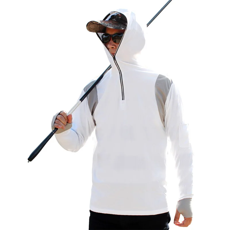 

Men Breathable Fishing Clothing Outdoor Fishing Sunscreen Suit Summer Quick-Drying Sun Protective Polyester Long Sleeve Sweater