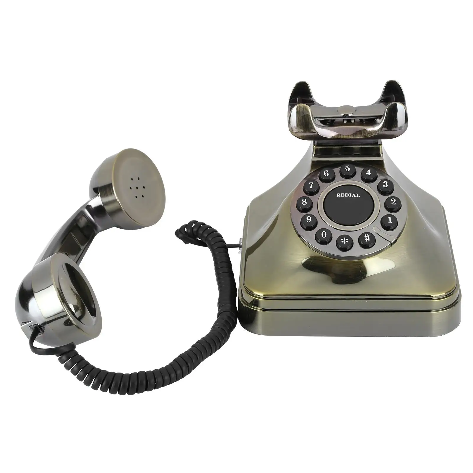 Vintage Decorative Antique Corded Telephone Retro Phone Landline with Button Dial for home Decor