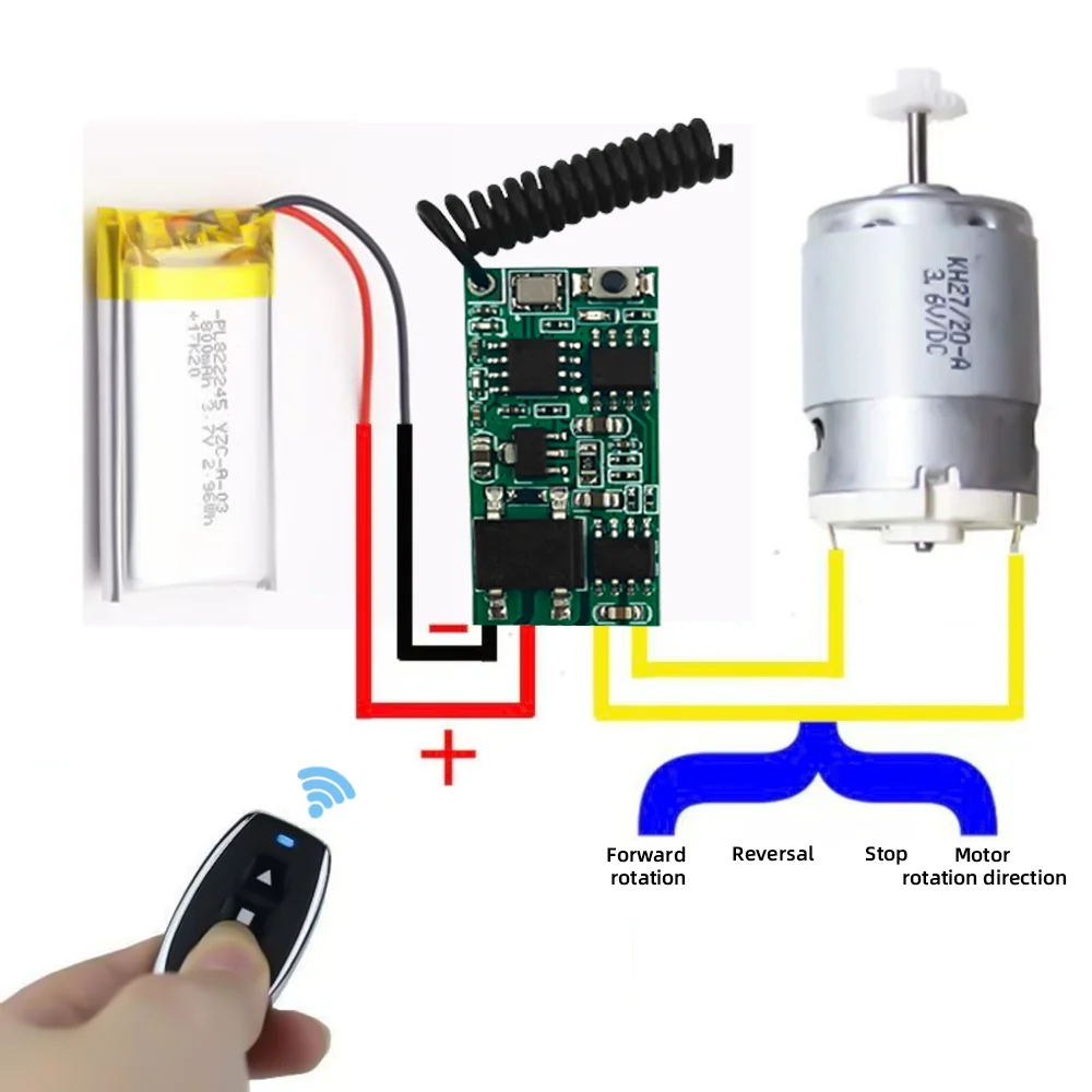 433MHz RF universal micro motor remote control switch, DC 6V/12V/18V/24V relay module, 50-meter transmitter, wireless receiver s