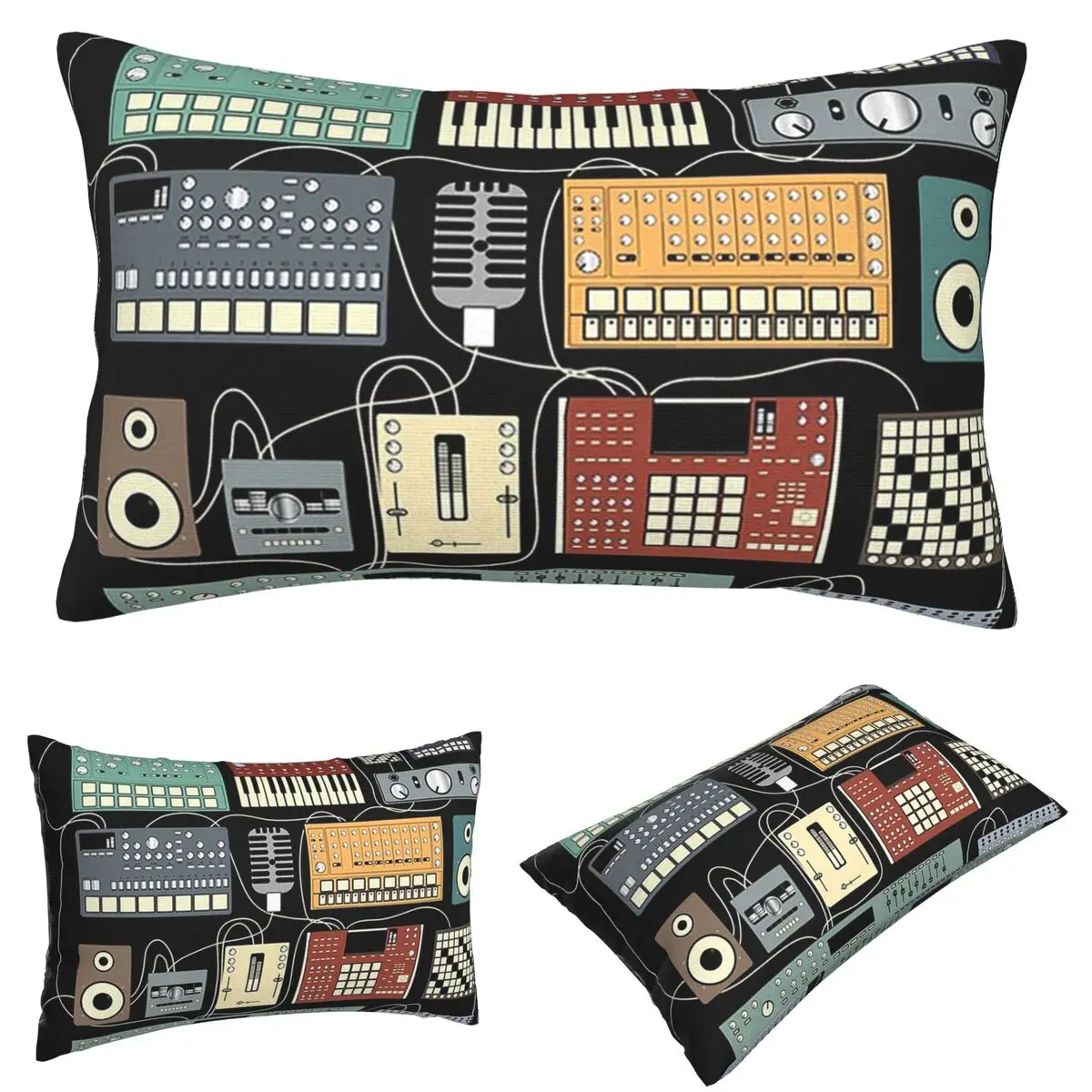 

Electronic Musician Synthesizer And Drum Machine Dj Rectangle Pillowcase Cushion Cover Decorative Bed Home Comfort Throw Pillow