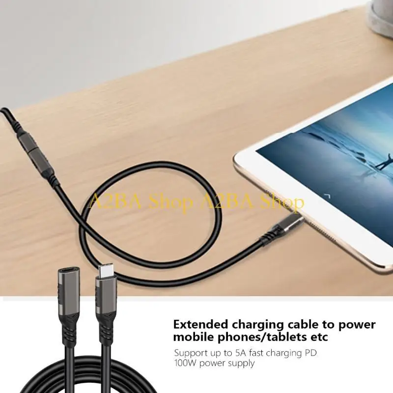 

A2BA TypeC 3.2 Gen2 Male to Female Extension Cable 5A 100W USB C Extenders Data Wire