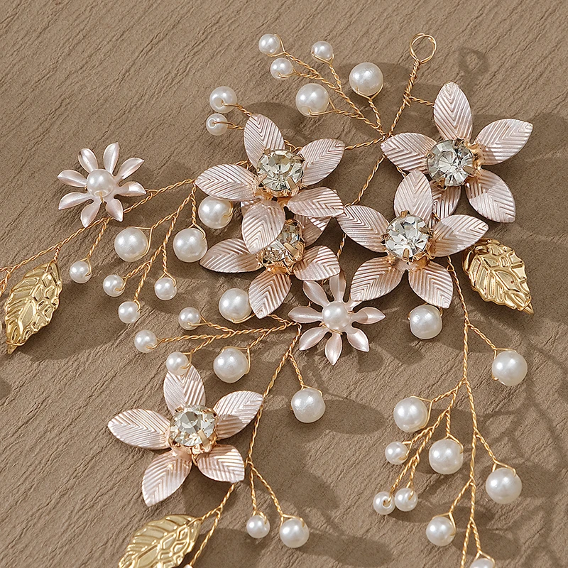Newest Fashion Handmade Blossom Headpiece Wedding Pearls Headbands Bridal Jewelry Hair Accessories for Women Hairstyle image 4