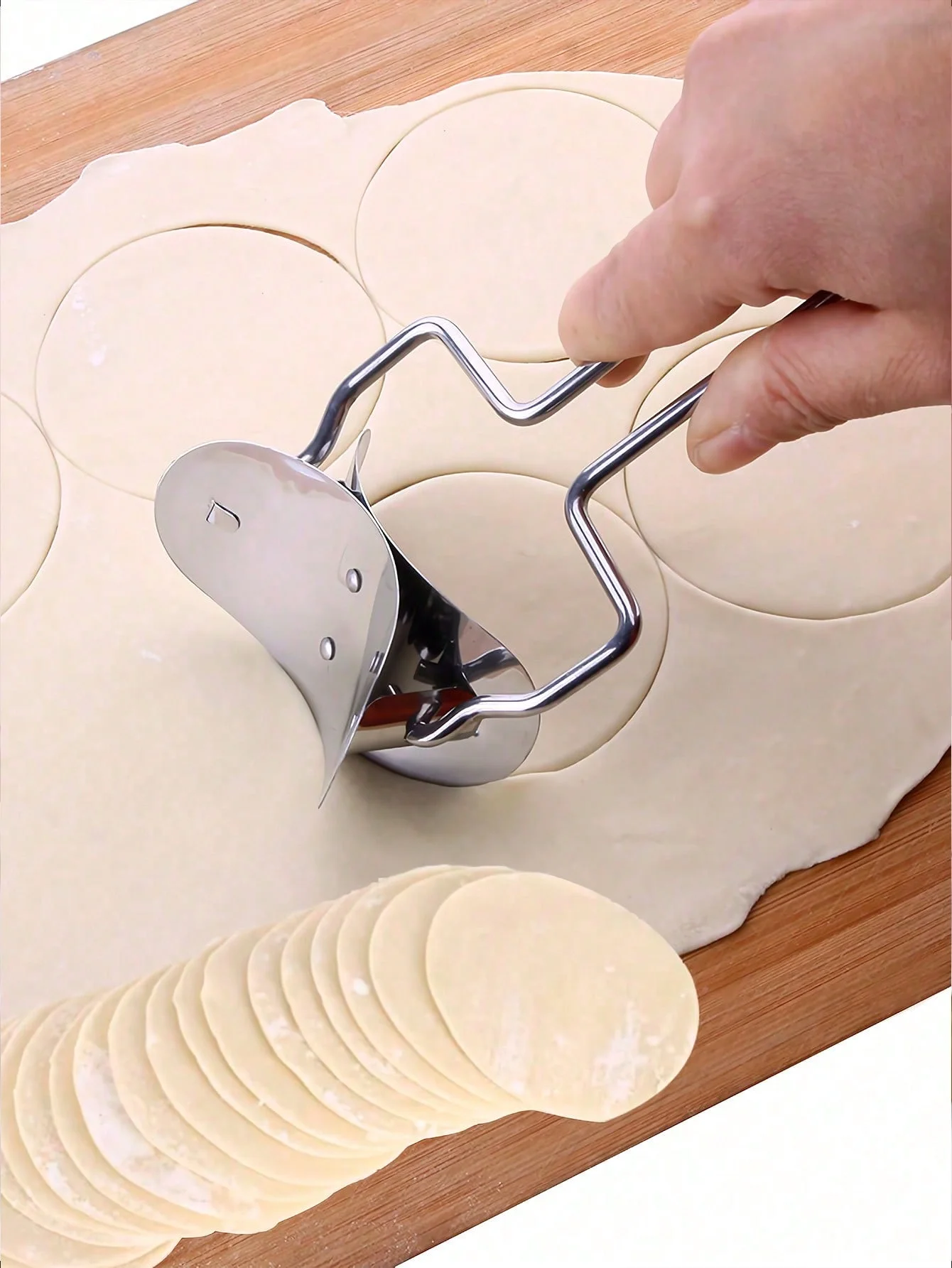 Stainless steel pastry rolling cutter round dough blade roller dumpling skin mold pie wonton dumpling making tool