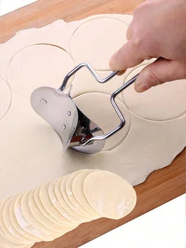 Stainless steel pastry rolling cutter round dough blade roller dumpling skin mold pie…