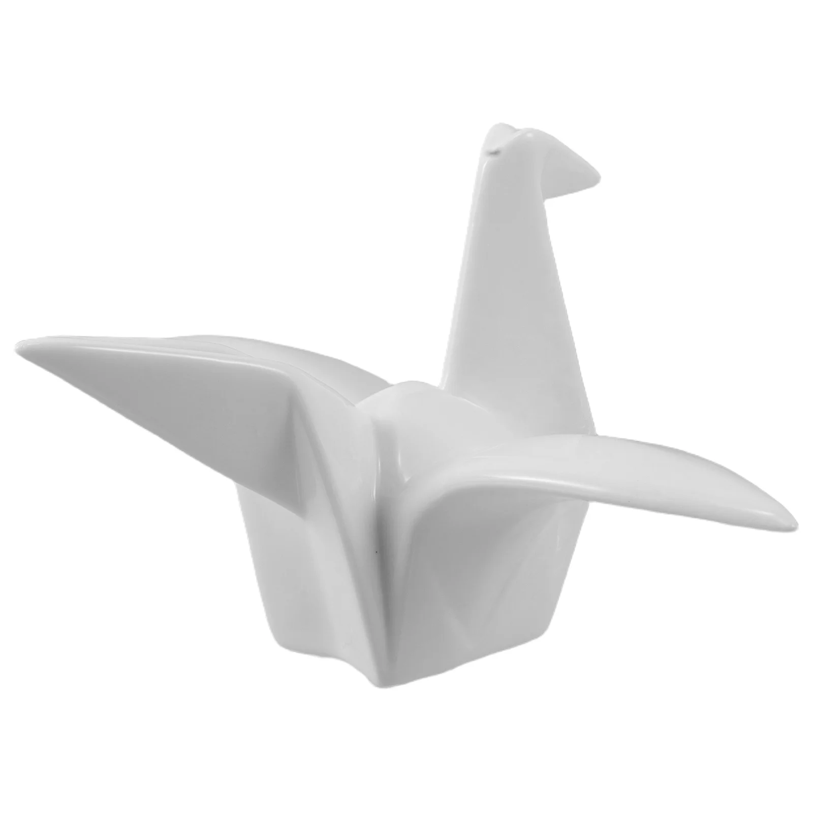 

White Ceramic Origami Crane Decorative Accent Elegant Handmade Artistic Home Desktop Living Room Bedroom Office Decor