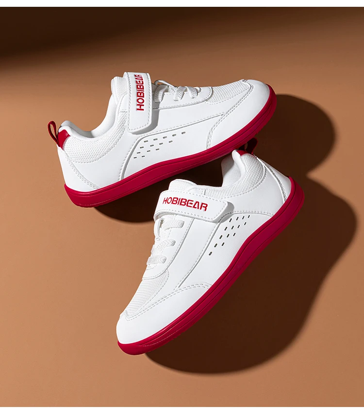 HOBIBEAR Kinder-Schuhe mit breiter Zehenpartie, großes Kind, Barfuß-Hakenschlaufe, minimalistische Turnschuhe, Kunstleder-Mesh-Schuhe – Detail 4