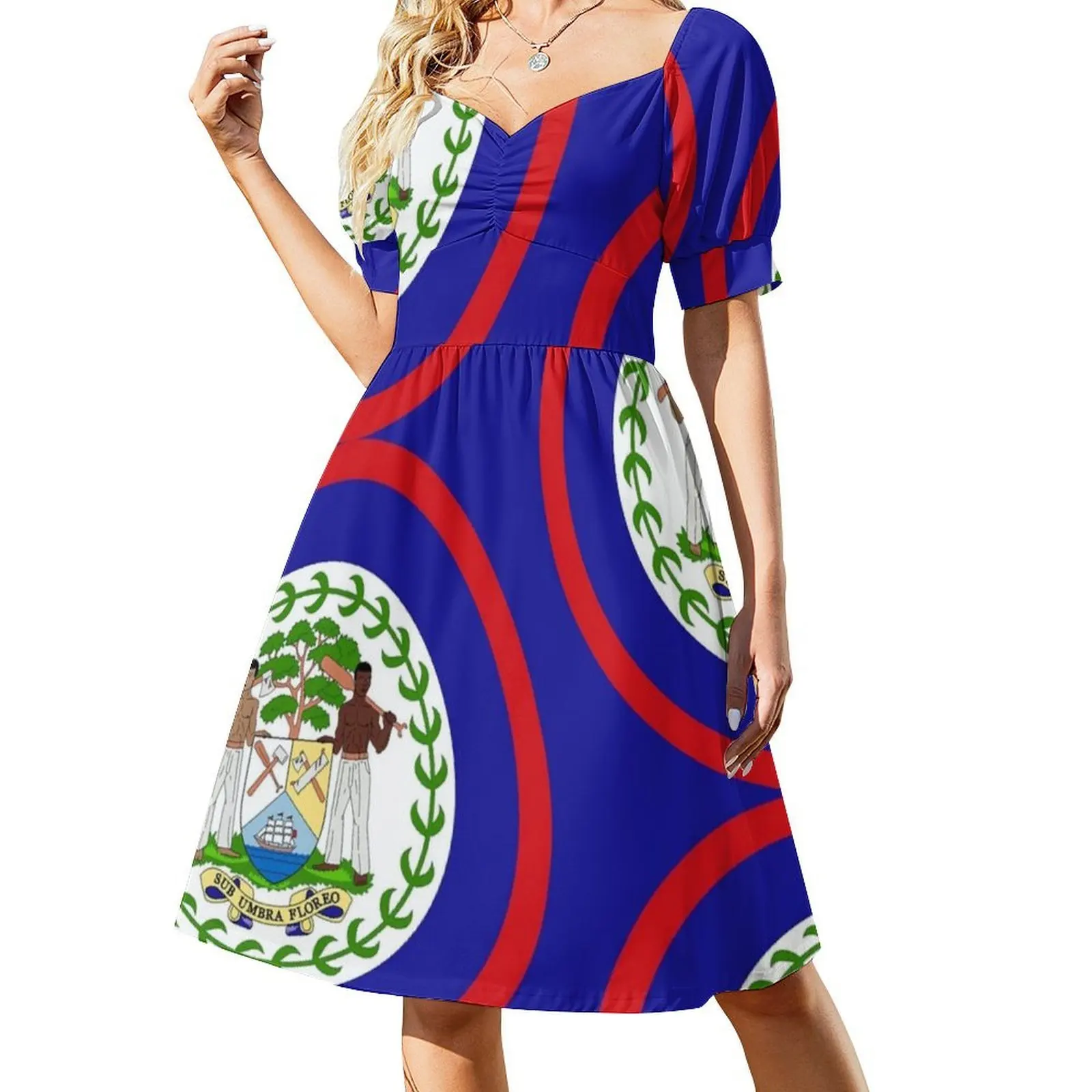 Флаг Белиза Подарки Наклейки и продукты (Gf) Платье с вырезом в форме сердца Элегантное летнее праздничное платье для женщин Флаг Белиз Флаг