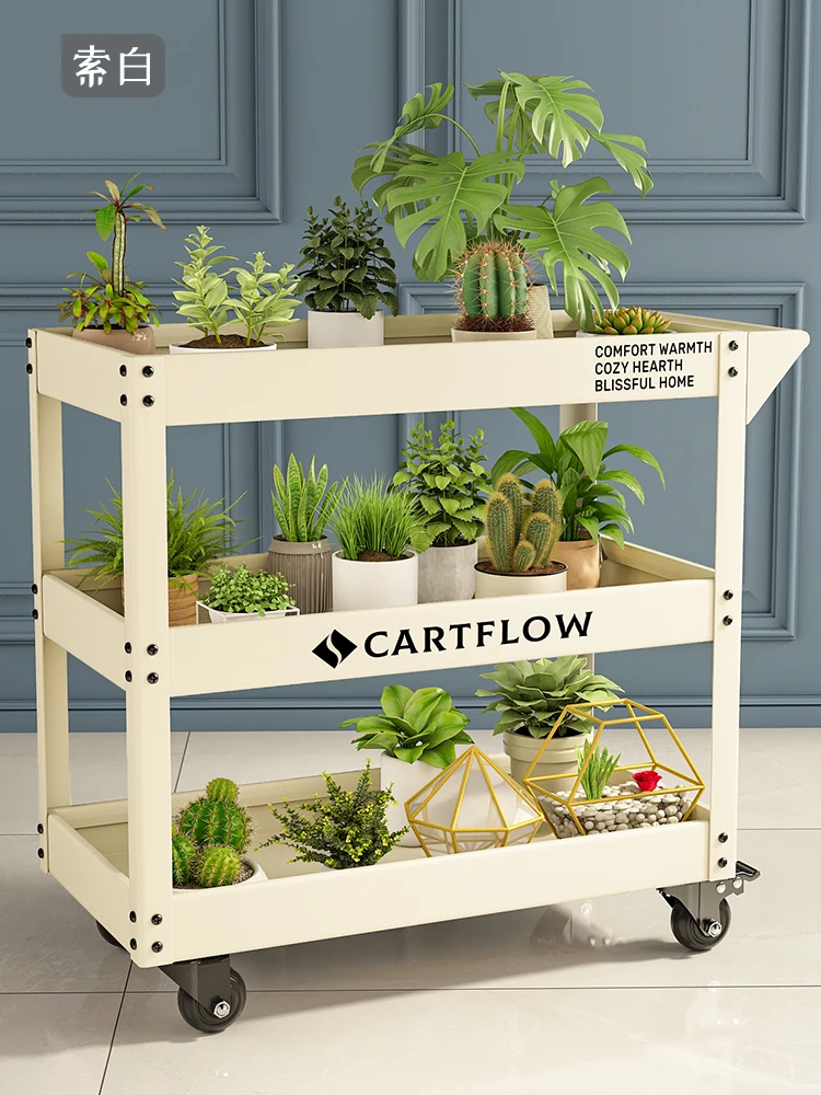 

Luxury Style Indoor Plant Stand, Movable Balcony Pot Display Rack, Metal Floor Storage Organizer, Greenery Iron Flower Holder
