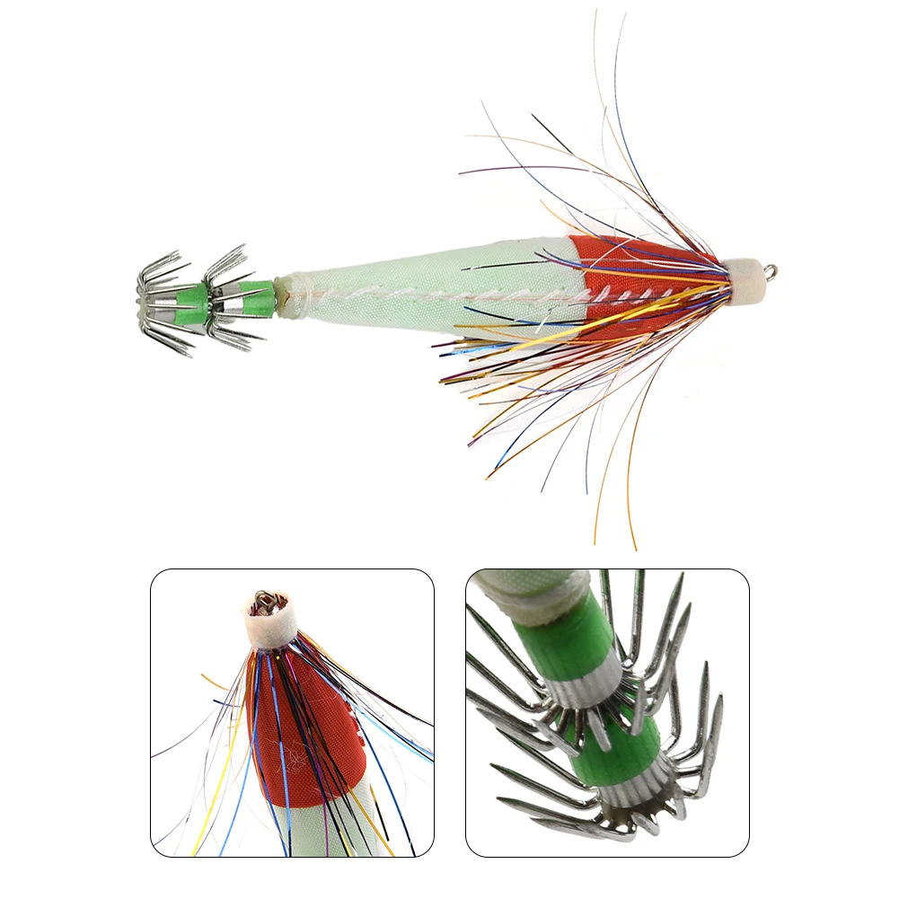 Luminous Isca Artificial Pesca, Isca Falso, Camarão De Madeira, Squid Hook, Fish Hook, Pesca da Carpa, Combater Acessórios, 6g, 8 centímetros