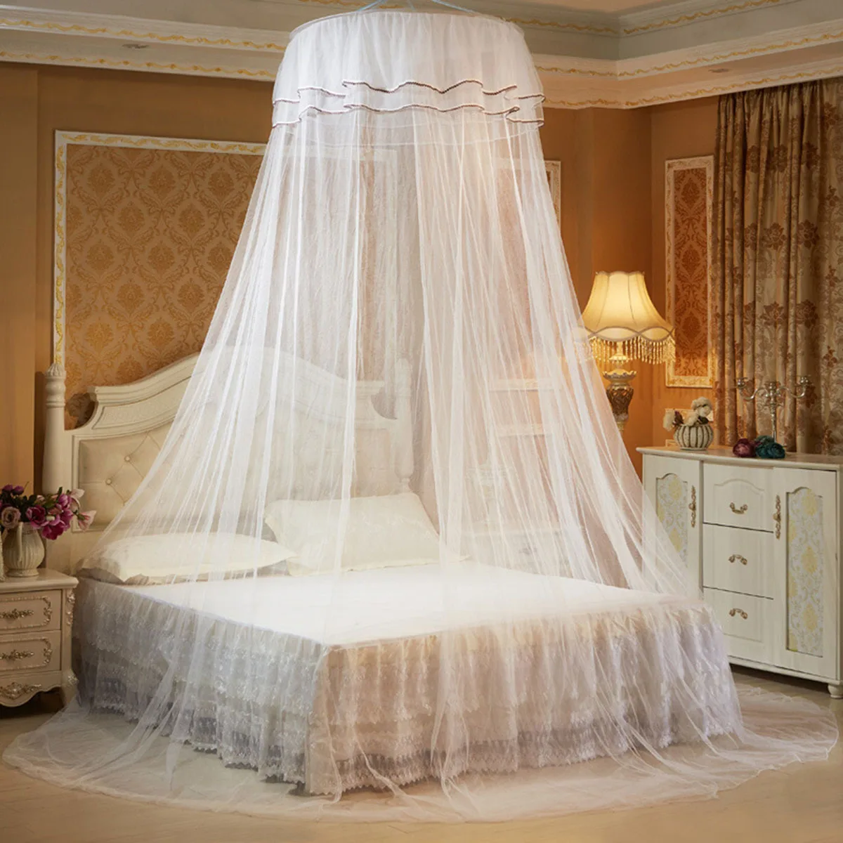 Dome Net Canopy Round Bed Curtain Toddler Crib Netting Soft Comfortable Polyester Material Breathable Mesh Protection