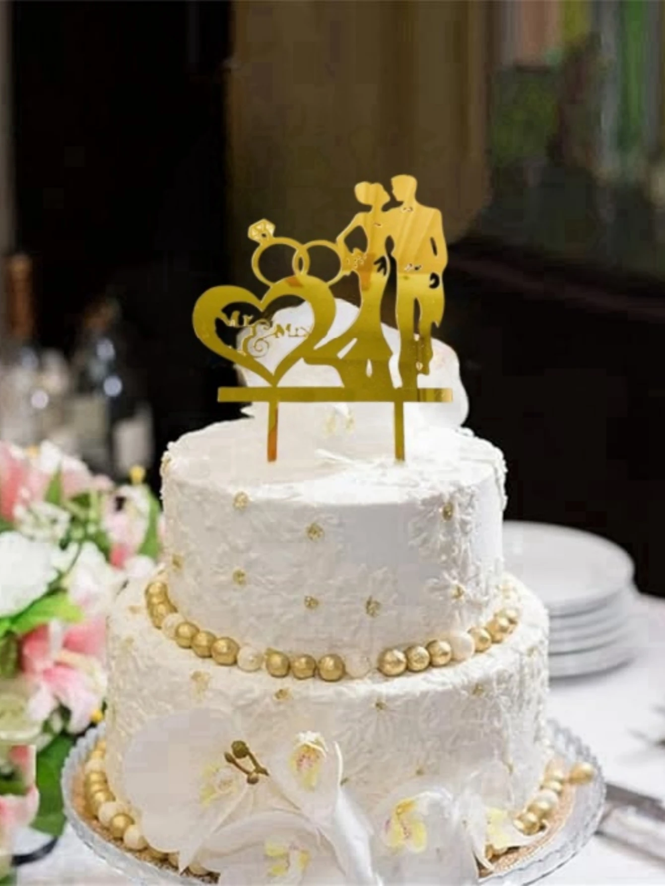 3 قطع من زينة الكيك، زخرفة كعكة الحروف الإنجليزية "السيد والملكة"، ديكور كعكة الذكرى السنوية وحفلات الزفاف والخطوبة، عيد الحب