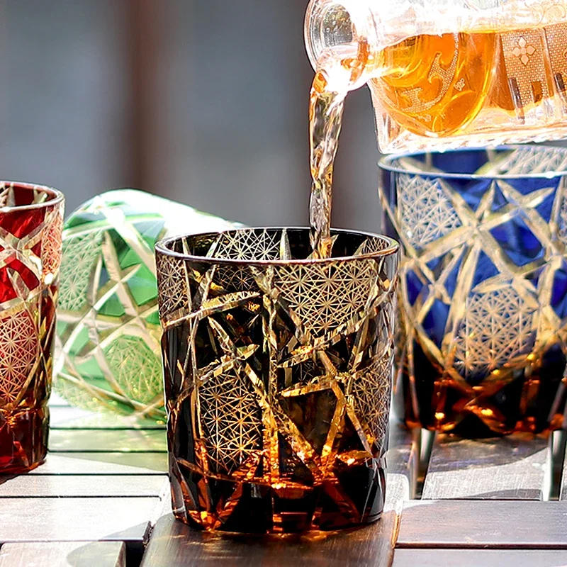 Edo Kiriko Drinking Glass Old Fashioned Crystal Whisky Cup For Scotch Bourbon Hand Cut Design Cocktail Glass With Gift Box 1PC 5