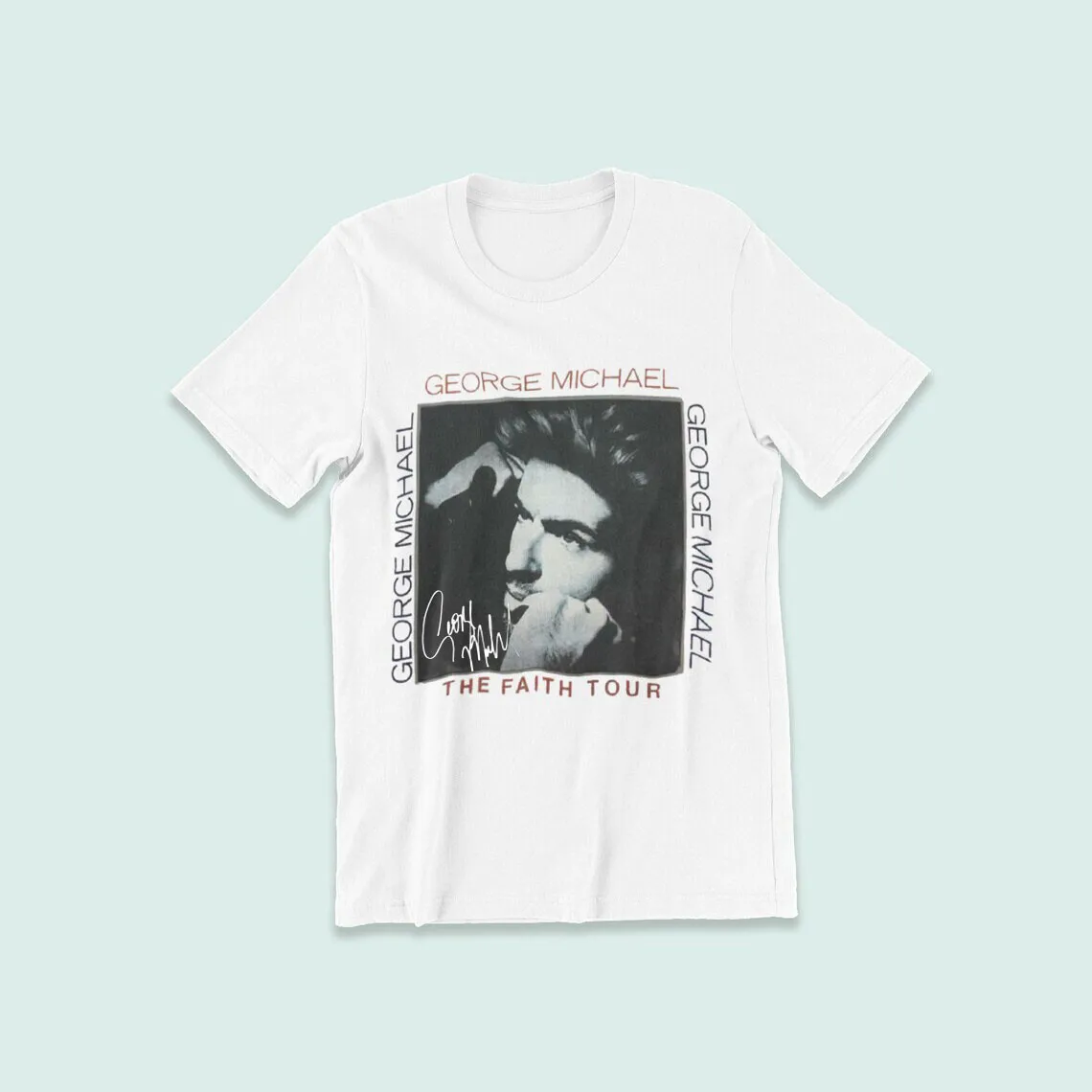 

Vtg George Michael 1988 The Faith Tour Cotton White T Shirt For Men MM832
