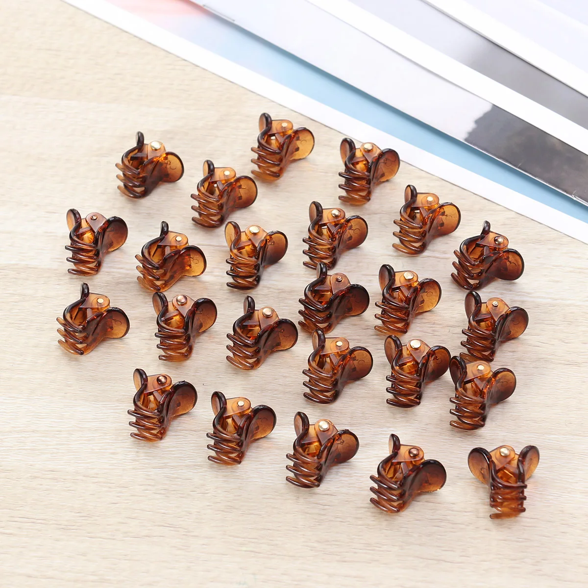 

24 pcs Coffee Colored Small Grab Clip Durable Plastic Hair Accessories Women Girls Chunky Jaw Clips Easy Styling Teen Hair Claws