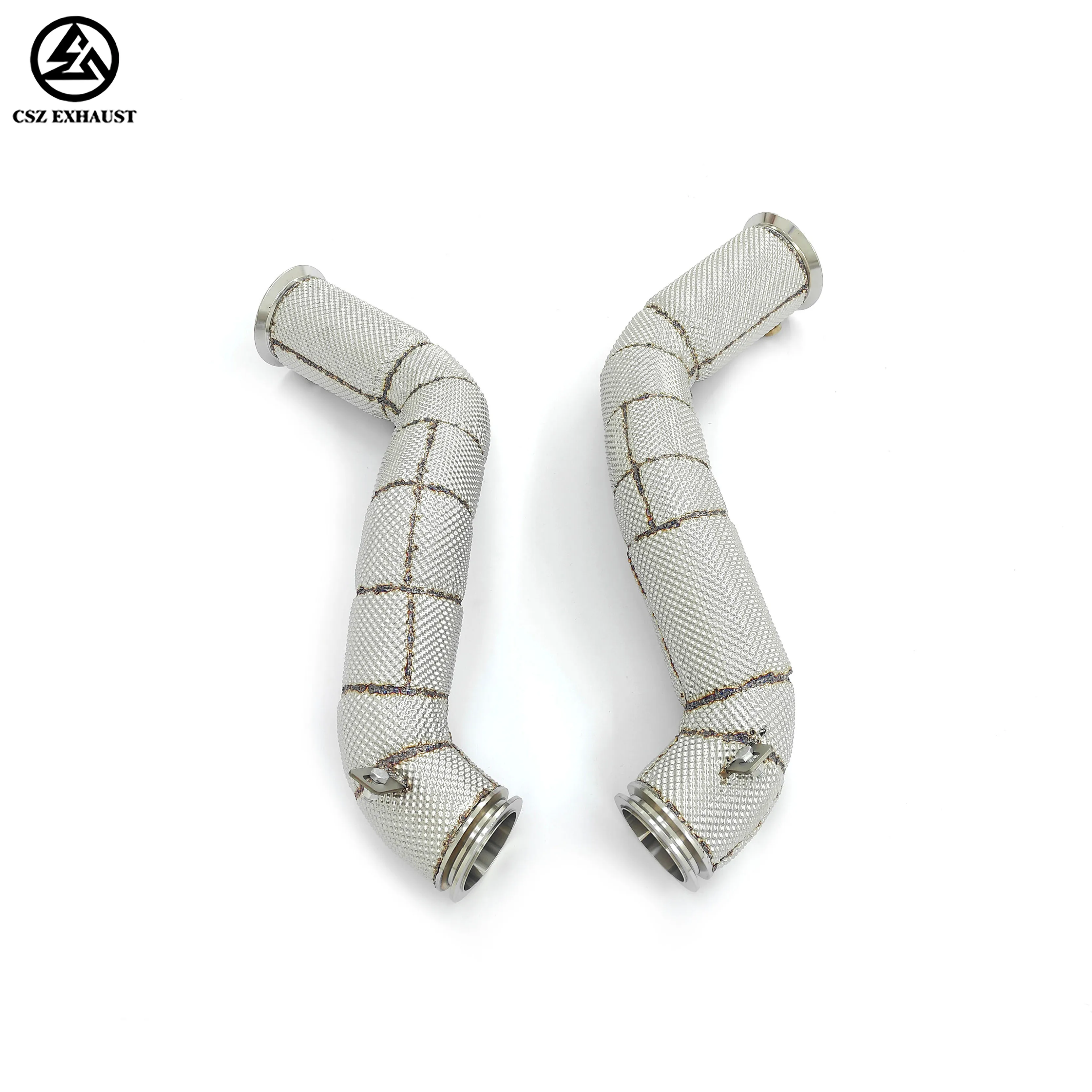 أنابيب سفلية من الفولاذ المقاوم للصدأ للسباق الرياضية لـ Mclaren GT 4.0TT 2018-2023 V8 ماسورة عادم مع أعواد حرارية