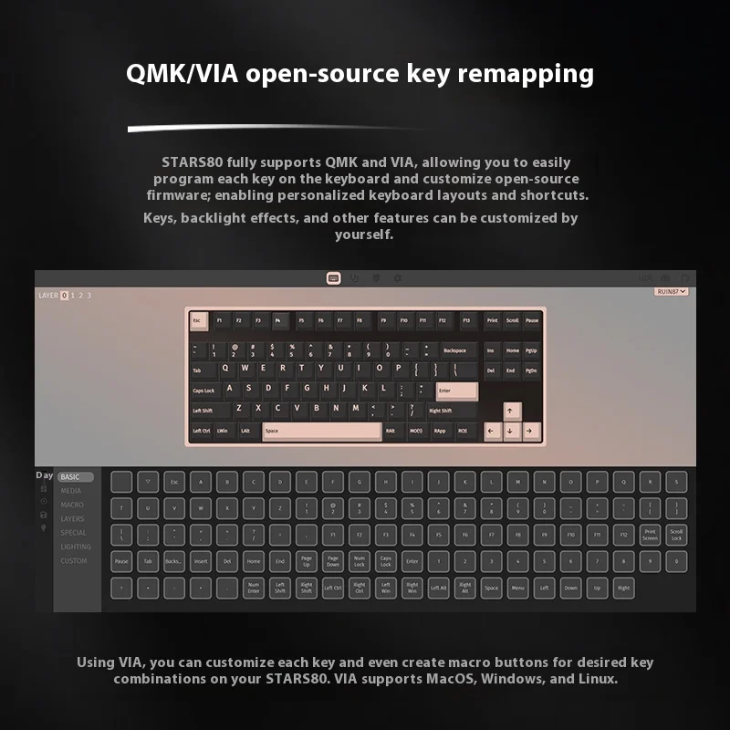 Weikav Stars80 V2 Mechanische Tastatur mit drei Modi, fertiges Aluminium, Tuotuo, individuelle Schnellverschluss-Dichtungsstruktur, RGB-Geschenk
