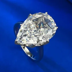 Huge Pear Cut 12*18mm Moissanite Diamond Ring Real 925 Sterling Silver Party Wedding Band Rings for Women Engagement Jewelry