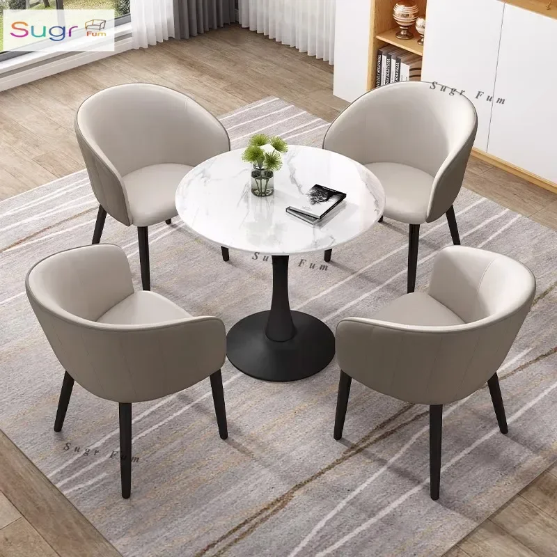 

Balcony casual tea table and chair combination one table four chairs rock slab small round table coffee shop reception area