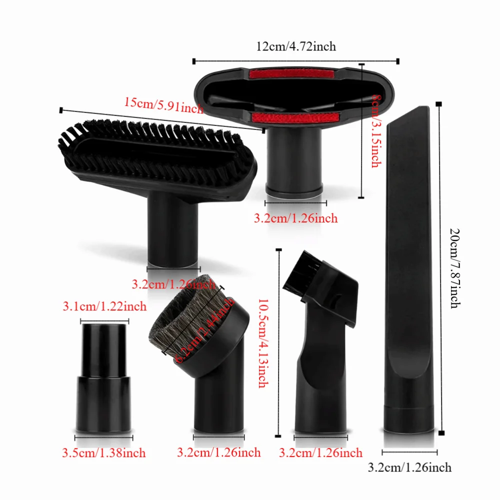 Universal Fit Plastic Vacuum Cleaner Head 6 in 1 Set Replacement Vacuum Cleaner Accessories 32mm Vacuum Nozzle Suction Sofa